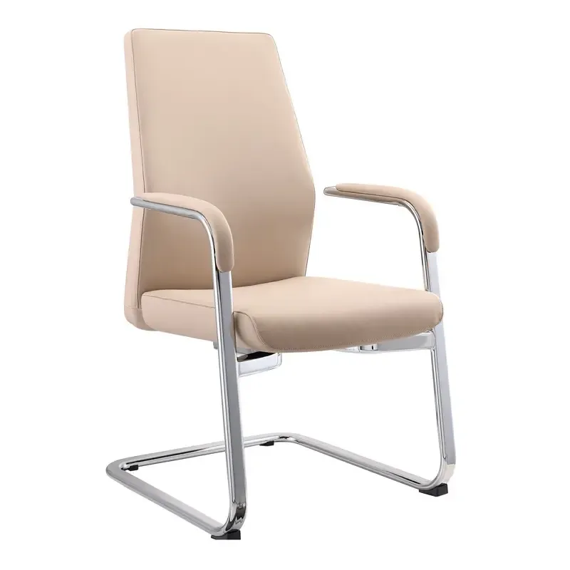 Кресло Бюрократ _JONS-LOW-V/BEIGE на полозьях бежевый кожа главное фото